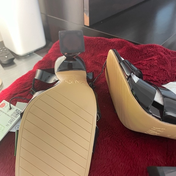 Zara black high-heeled vinyl sandals size 6 - Picture 5 of 12